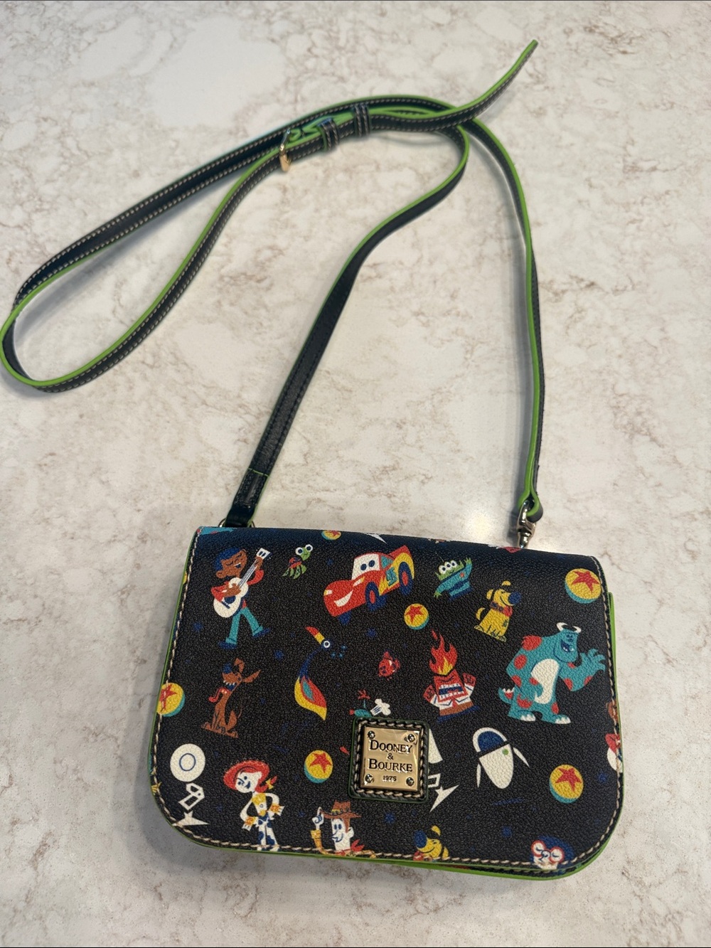 Dooney & Bourke Black Crossbody with Colorful Character Print